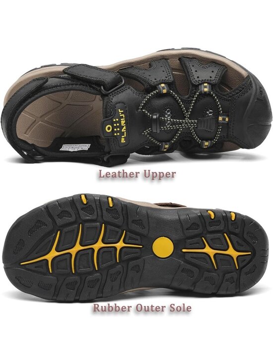Mens Black Closed Toe Leather Athletic Outdoor Hiking Sport Casual Sandal Shoes main image 5